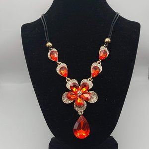 Red Bling Floral Necklace